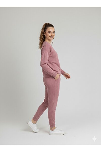 Dİ GİYİM Dusty Rose Soft Textured Knitted Women's Set