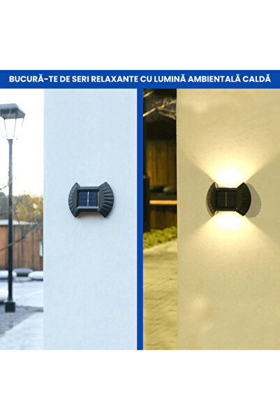 OferteTop Set of 4 Solar Wall and Fence Lights with Up-Down Lighting