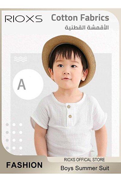 RIOXS 2PCS T-Shirt and Pants Set, Short Sleeved Cotton Shirt and Linen-cotton Pants, Fashionable Outfit fo