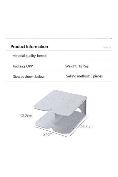 Fashionhome Multi Steps Adjustable Plastic Shoe Organizer Rack White 13.2x24x26.3cm