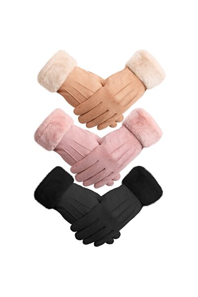 OEM SATINIOR 3 Pairs Winter Warm Touchscreen Gloves Women's Fleece Lining Texting Gloves Fuzzy Soft