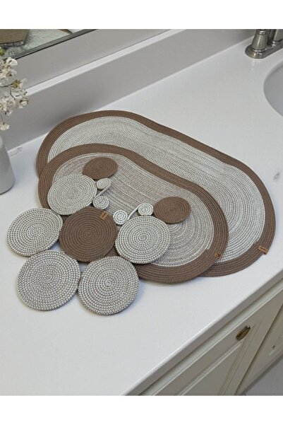 home inn Bath Mat Set of 3 Handmade Oval (60X100, 50X90, 51X60 cm) | Modern Tones Decorative Doormat