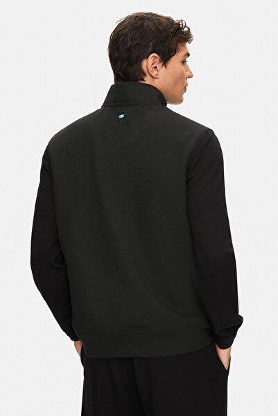 UCLA Mathias Black Zippered and Pocketed Scuba Fabric Standard Fit Men's Vest