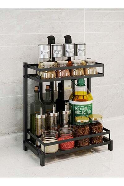 BLOOMING TIME 2 Tier Metal Kitchen Spice Rack Cutting board rack with Knife U...