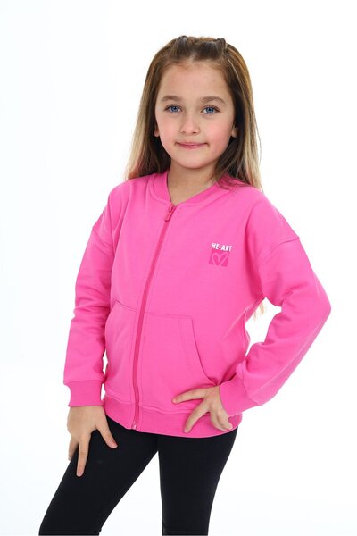 Toontoy Girls' College Collar Zippered Off-Shoulder Printed Knitted Cardigan ...