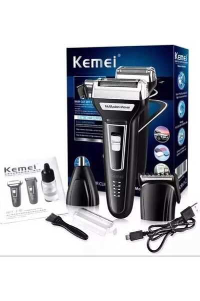 Kemei ماكينة حلاقة كهربائية محمولة 3 في 1 بمقبس أوروبي، KM-6558