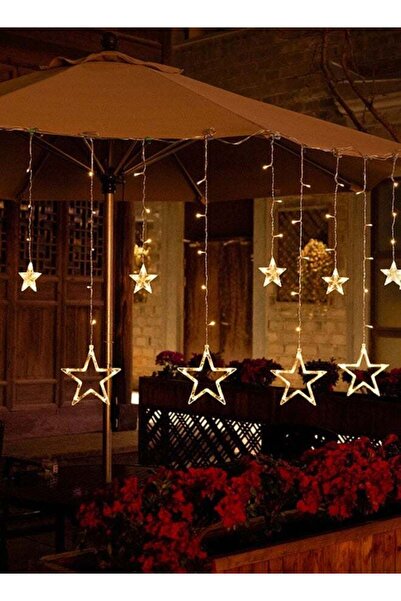 Generic LED Star Curtain String Lights, 138 LEDs, 8 Modes, Waterproof, Gold
