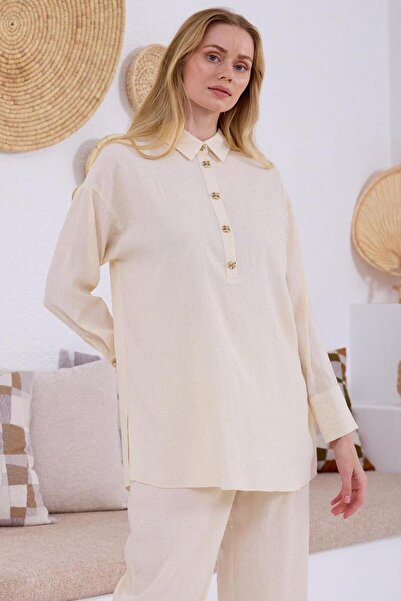 Nazen Giyim Transparent Stone Linen Women's Suit Ma24.14-2Y5