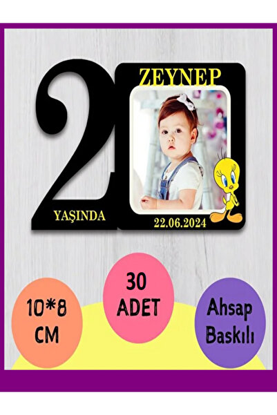 wonderlike 2 Yaş Bebek Doğum Günü Magneti 30 Adet