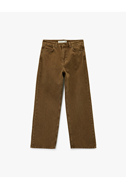 Koton Comfortable Fit Pocketed Buttoned Washable Straight Leg Baggy Jean Pants