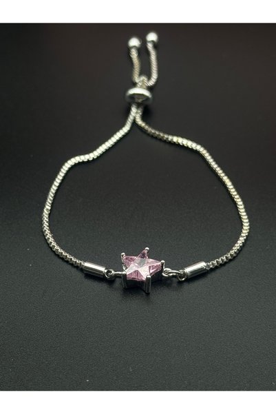 Alsem Sparkling White Zircon Stone Star Bracelet |   Pink and Purple Adjustable Shuttle Lock Bracelet