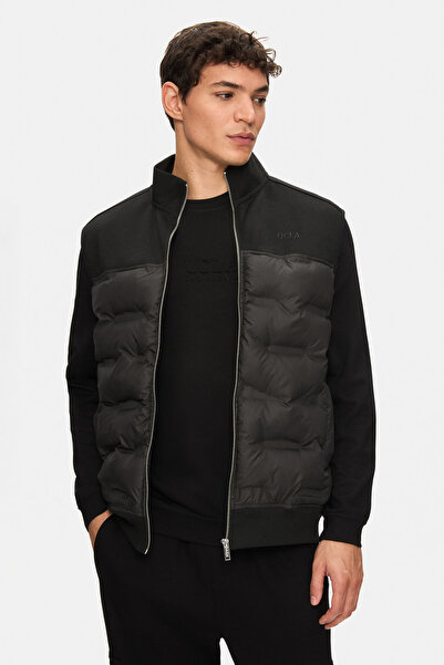 UCLA Mathias Black Zippered and Pocketed Scuba Fabric Standard Fit Men's Vest