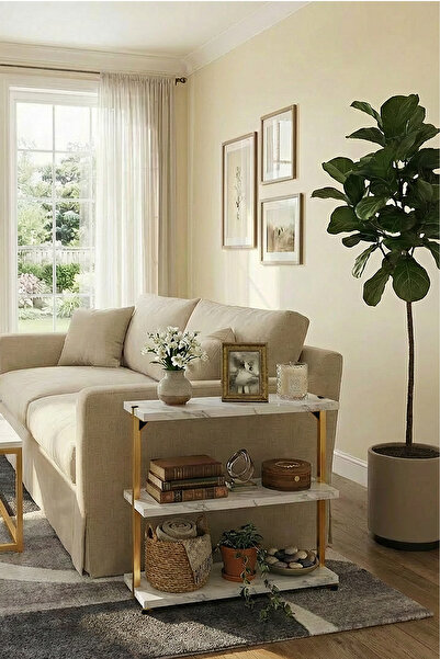 Euromob 3 Raflı, Yan Sehpa, Koltuk yanı, Orta Sehpa, Kitaplık, Sehpa, Gold Metal