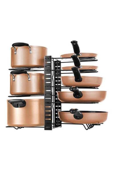 Generic 8-Tier Pot And Pan Organizer Rack Black 54x41x20cm