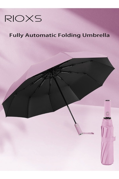 RIOXS مظلة سفر مدمجة بمقبض يفتح ويغلق تلقائيًا ويوفر حماية من الأشعة فوق البن...