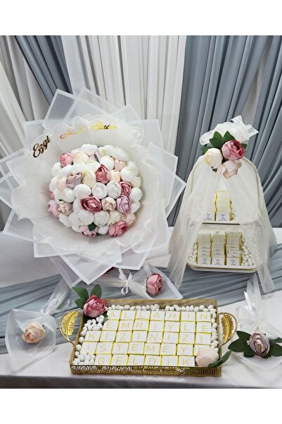 Cyz Home Şakayık Kızİsteme Çiçeği ve 116 Adet Söz Çikolatası, Nişan Çikolatas...