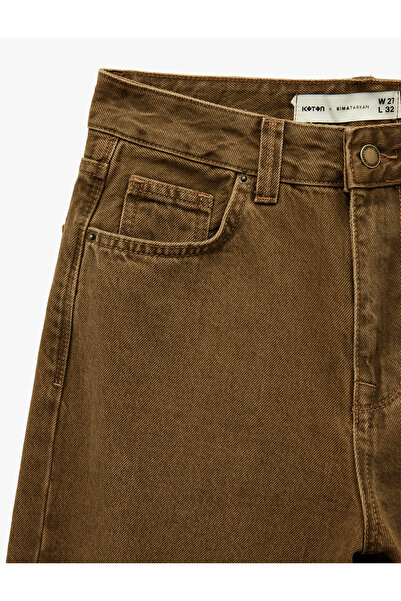 Koton Comfortable Fit Pocketed Buttoned Washable Straight Leg Baggy Jean Pants