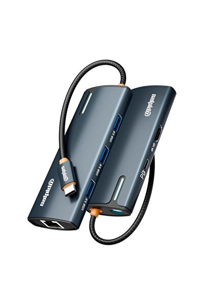 Salpido 6in1 PD100W Type-C Hub Adapter DS-16H, LED lighting & 4K HD Display, Aluminum Alloy Material