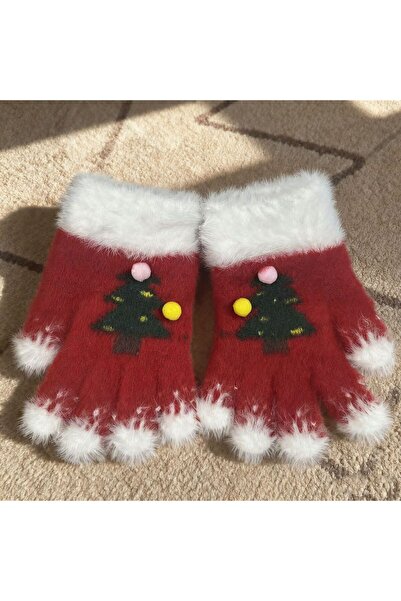 OEM cold-resistant knitted gloves，OEM，Christmas tree five-finger gloves，outdoor warm student gloves,