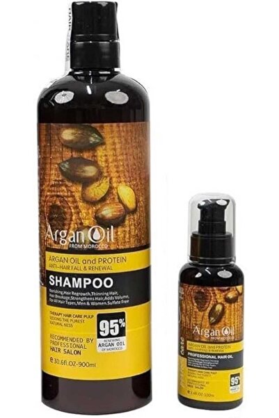 Lightness مجموعة العناية بالشعر بزيت الأرغان المغربي (شامبو وسيروم) - خالية م...