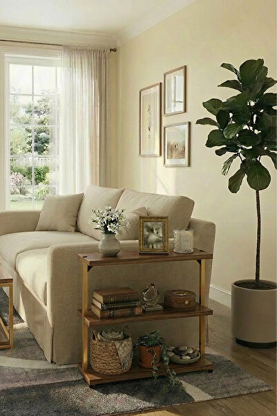 Euromob 3 Raflı, Yan Sehpa, Koltuk yanı, Orta Sehpa, Kitaplık, Sehpa, Gold Metal