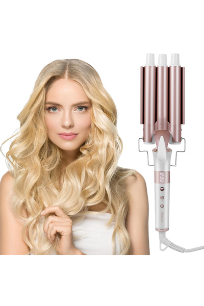 Hatteker مكواة تجعيد الشعر الاحترافية، مكواة تجعيد الشعر المموجة، شاشة LED، م...