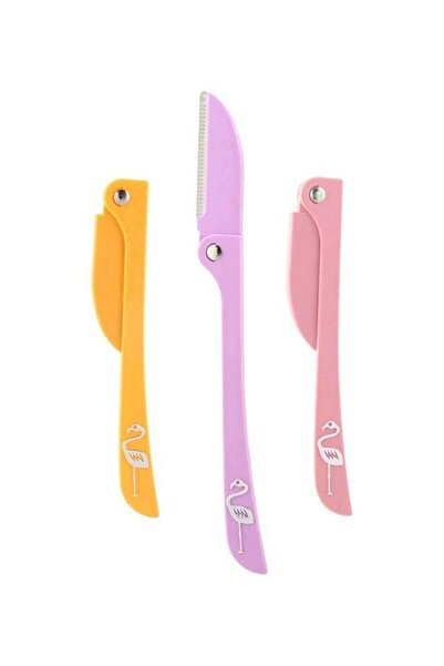 Love Me مجموعة شفرات حلاقة على شكل ريشة فلامنجو، 3 قطع، متعددة الألوان، 10 سم