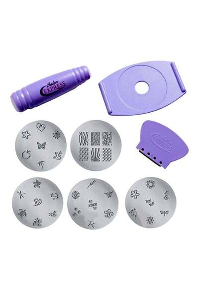 Salon Express Nail Art Stamping Kit Purple/Grey