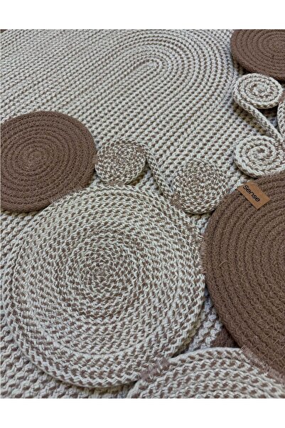 home inn Bathroom Mat Set of 2 Oval Model (60X100 and 51X60 cm) | Modern Style Wicker Look