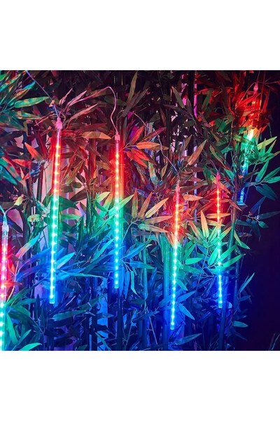 Tartek Christmas Icicle Lights (8 icicles), 2.8 m, Multicolor, Solar Powered with Remote