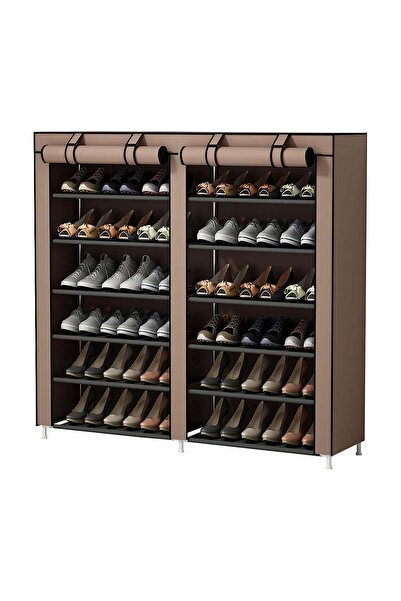 BLOOMING TIME 12 Tier Shoe Rack with Dustproof Cover (brown)