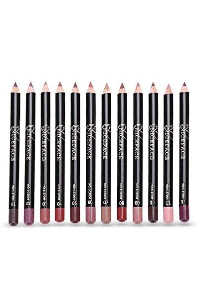 NICEFACE مجموعة أقلام تحديد الشفاه الملونة المكونة من 12 قطعة، ألوان متعددة ت...