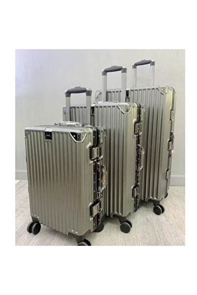 NKX Set of Three Aluminum Hard Shell Trolley Suitcases with 4 Spinner Wheels Size 20*24*28 Inchs