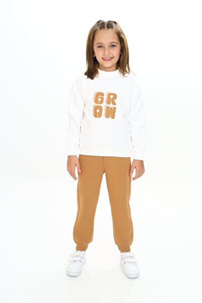 Toontoy Girl's 2-Piece Set Printed Mock Neck Sweatshirt & Jogger Sweatpants w...