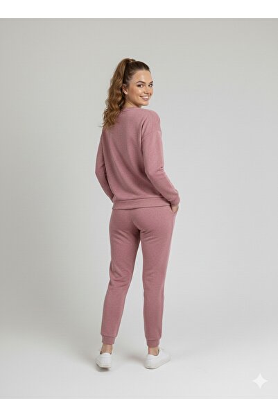 Dİ GİYİM Dusty Rose Soft Textured Knitted Women's Set
