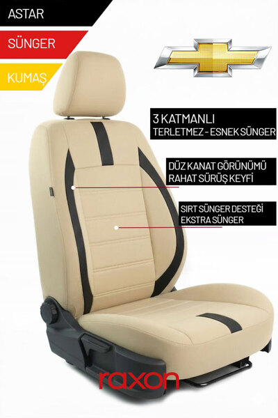 Raxon غطاء مقعد سيارة شيفروليه نيبتون سلسلة 2+1 متوافق مع التاي تي يو - تصميم...