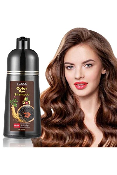 BLOOMING TIME شامبو صبغ الشعر 3 في 1 للنساء، بني غامق، خالي من الأمونيا، 250 مل