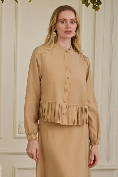 Nazen Giyim Pleated detailed cupra skirt set mb24.662-2y5