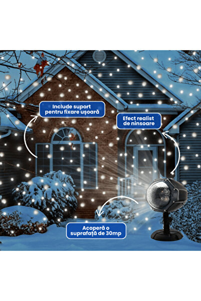 OferteTop Decorative Holiday Projector with Snow Effect and Multicolored Lights