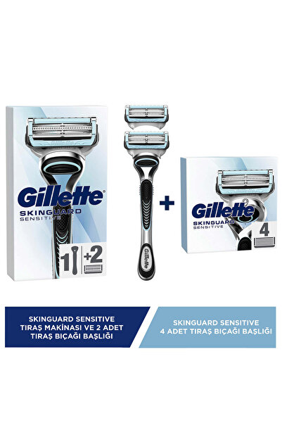 Gillette Skinguard Sensitive Tıraş Makinesi + Yedek Tıraş Bıçağı Seti