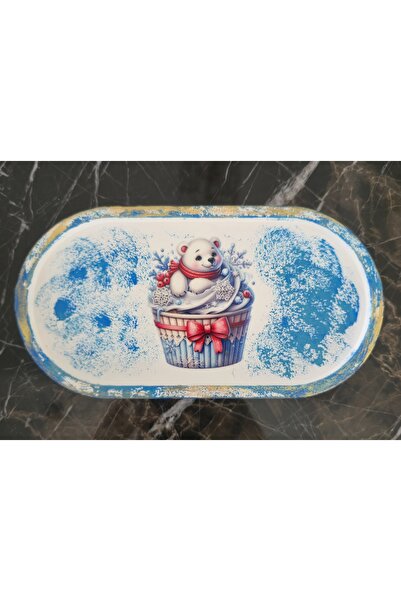 elayarts Şirin kutup ayısı konseptli yılbaşı tabağı 17×9 cm