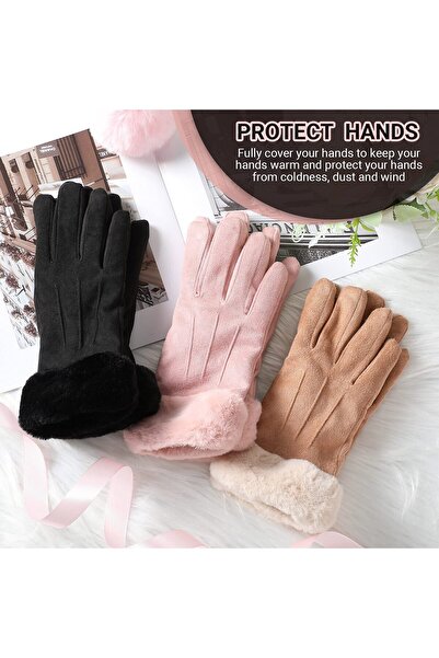 OEM SATINIOR 3 Pairs Winter Warm Touchscreen Gloves Women's Fleece Lining Texting Gloves Fuzzy Soft