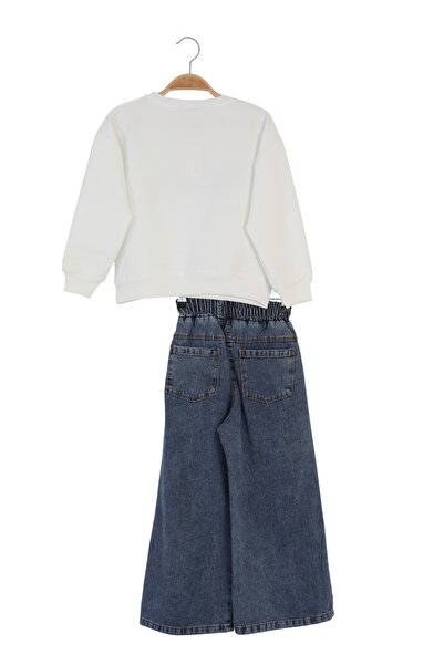 ERDEM KIDS Κοριτσίστικο Χριστουγεννιάτικο Casual - Casual φαρδύ παντελόνι Palazzo τζιν-φούτερ σετ δύο τεμαχίων