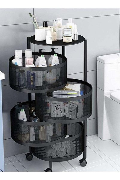 BLOOMING TIME 4 Layer Kitchen Storage Rack Rotating Vegetable Floor Standing ...