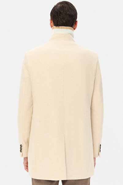 D'S Damat Ds Damat Regular Fit Beige Hakim Collar Cashmere Coat