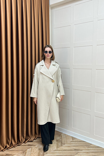 Stilife Parya Omuz Detay Kaşe Kaban Taş