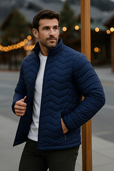 comstar Men's Trend Premium Navy Blue Puffer Jacket