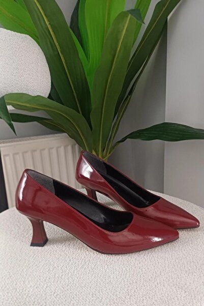 asmi shoes Women's Sity Burgundy Patent Leather 6 cm Thin Heeled Stiletto