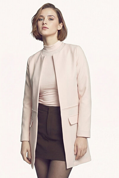 armonika Women's Light Beige Waist Stitched Long Jacket Arm-26K001017