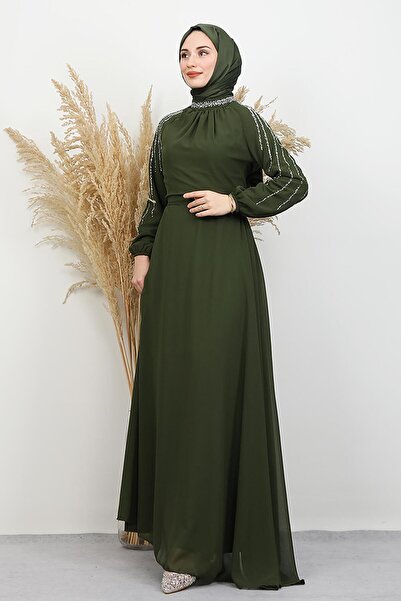 GİYZAMİLA Semra Tesettür Dress Khaki